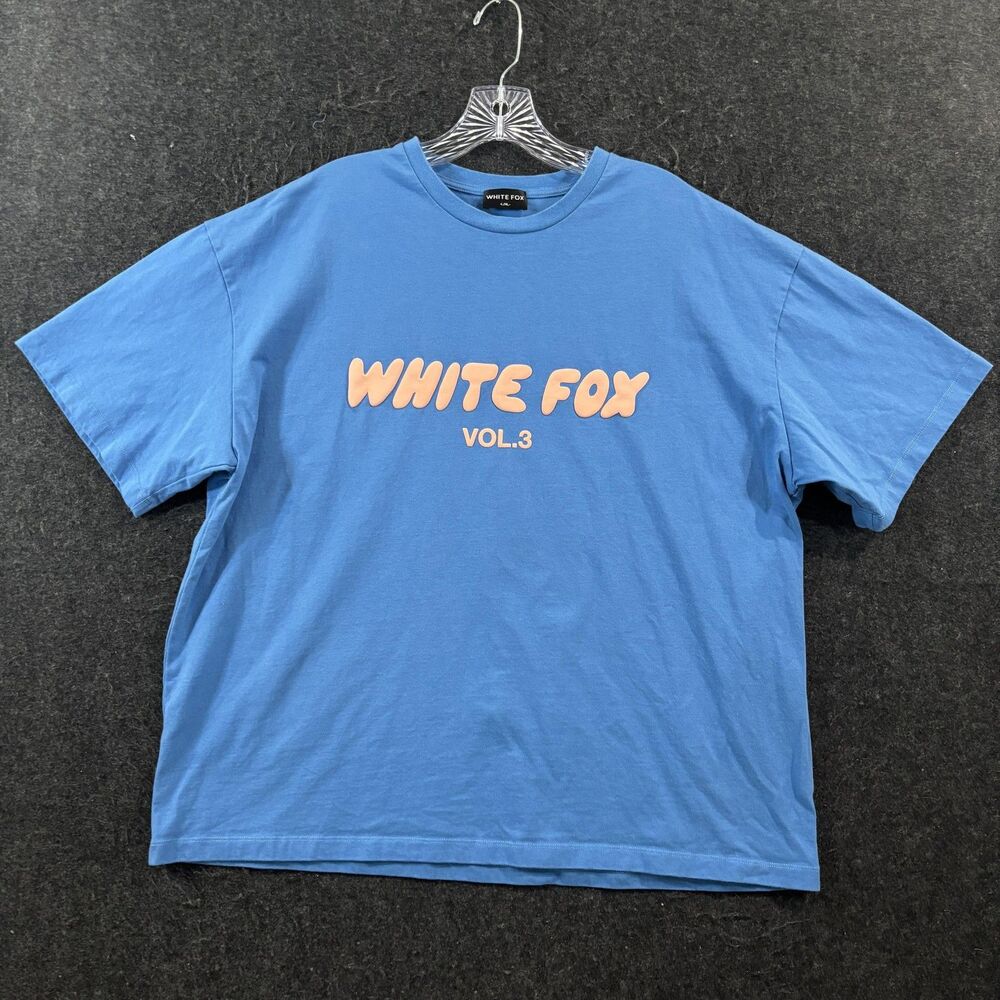 White Fox Tee T-Shirt Women's L/XL Blue Graphic White Fox Vol.3 Cotton